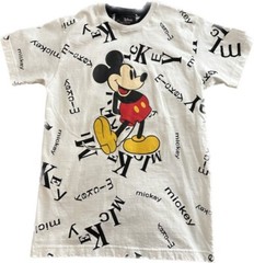 90s Vtg DISNEY All Over MICKEY MOUSE Print RING NECK T-SHIRT Park Exclusive AOP