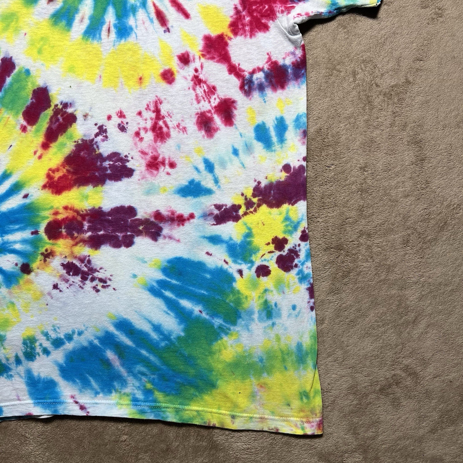 Vintage Hanes Single Stitch Tie Dye T Shirt Size XL Rainbow Swirl Blank 90s gallery
