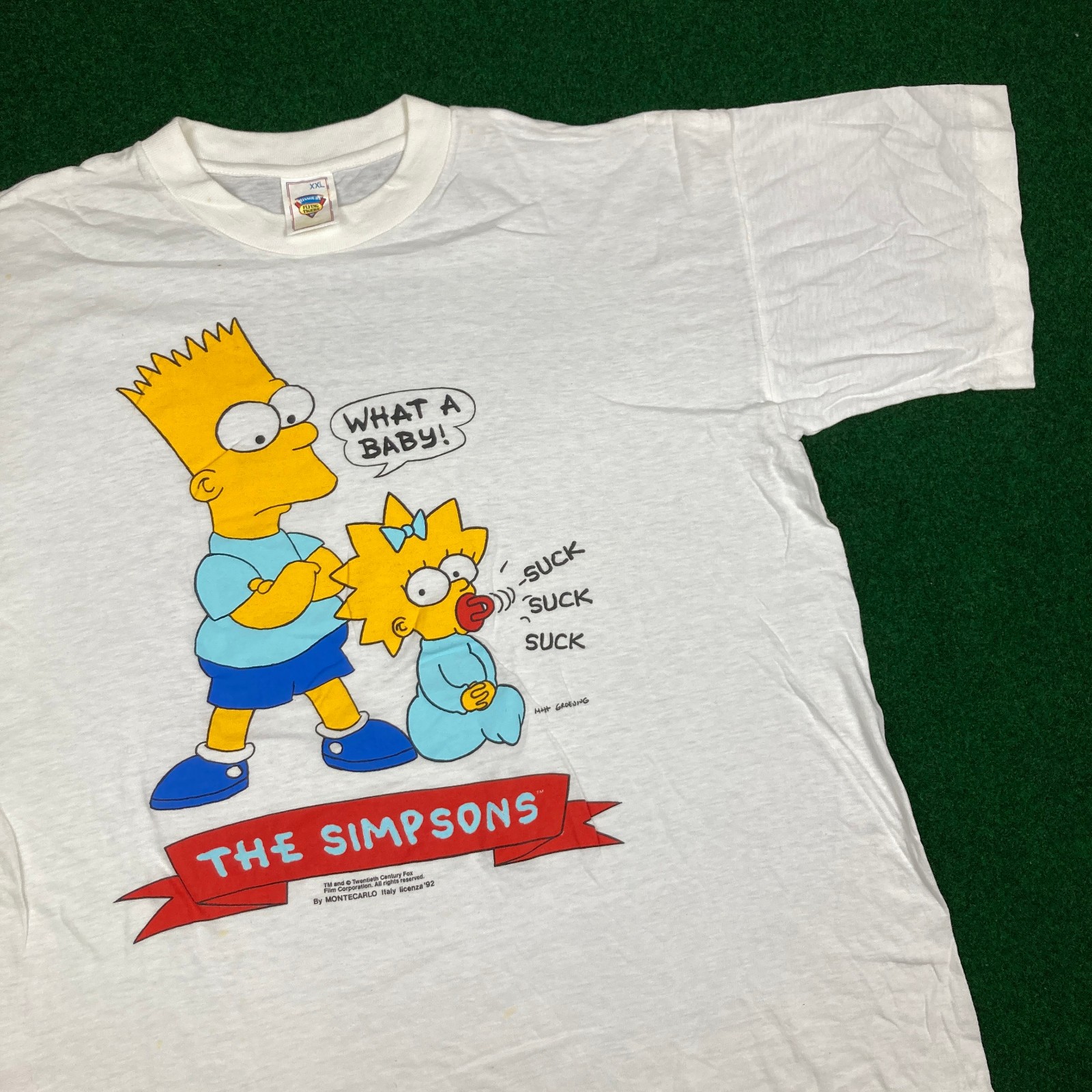 Vintage The Simpsons Shirt Mens XXL White 1992 Bart Maggie What A Baby 90s Tee gallery