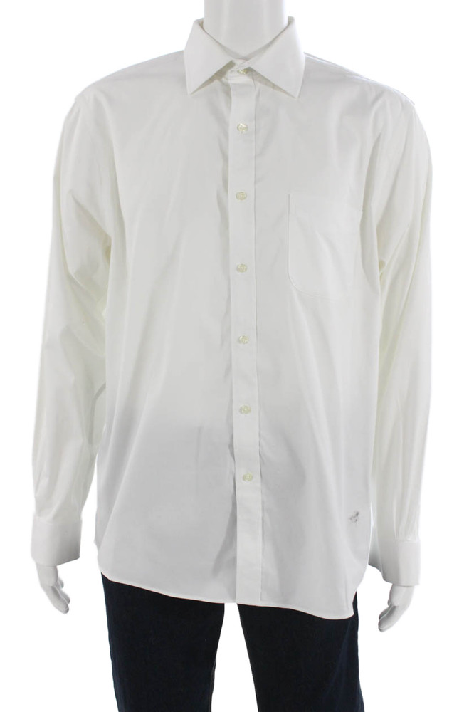 Brooks Brothers Mens Supima Point Collar Dress Shirt White Size L