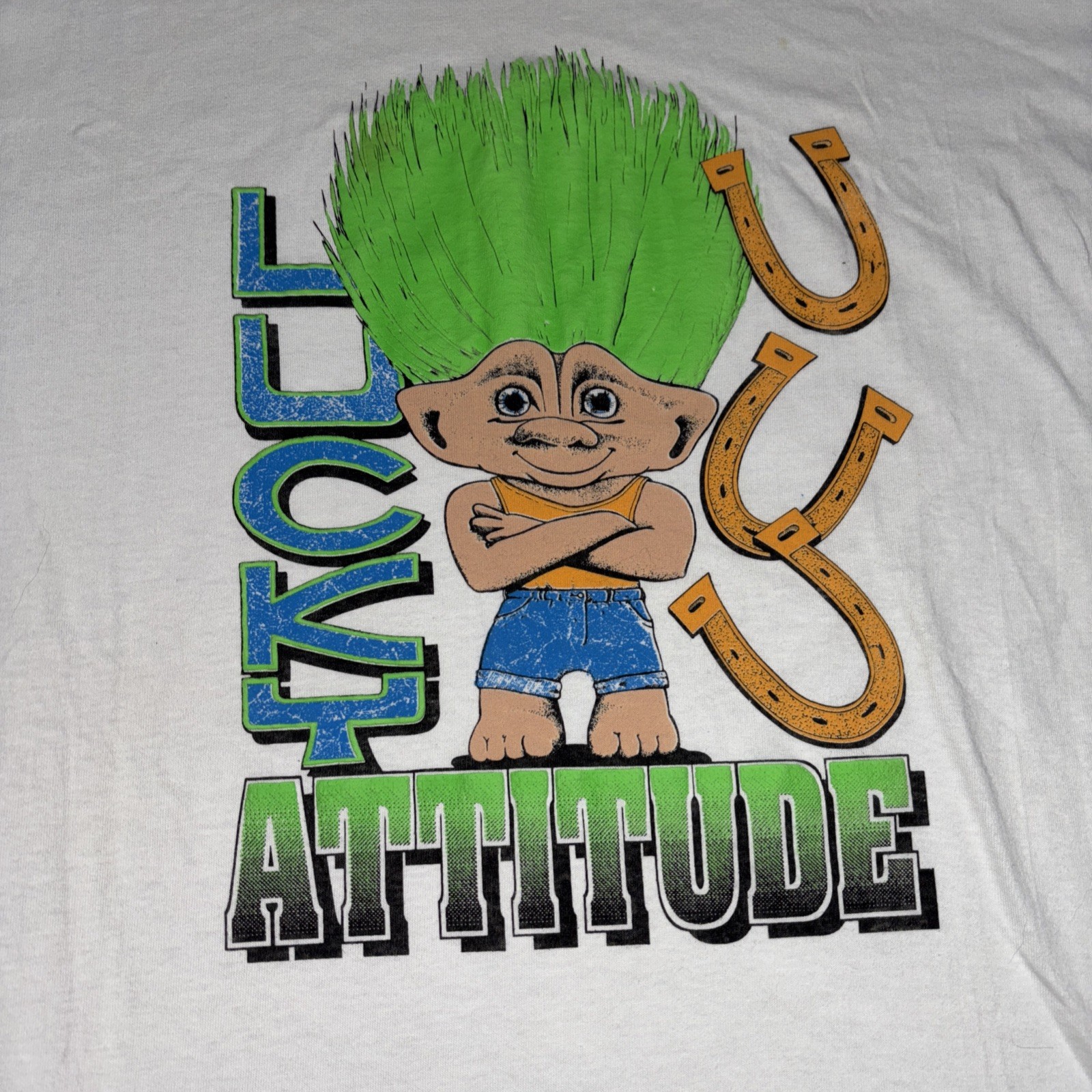 Vintage 90s Troll Lucky Attitude Single Stitch Shirt Size XL Rare Trolls Toy gallery
