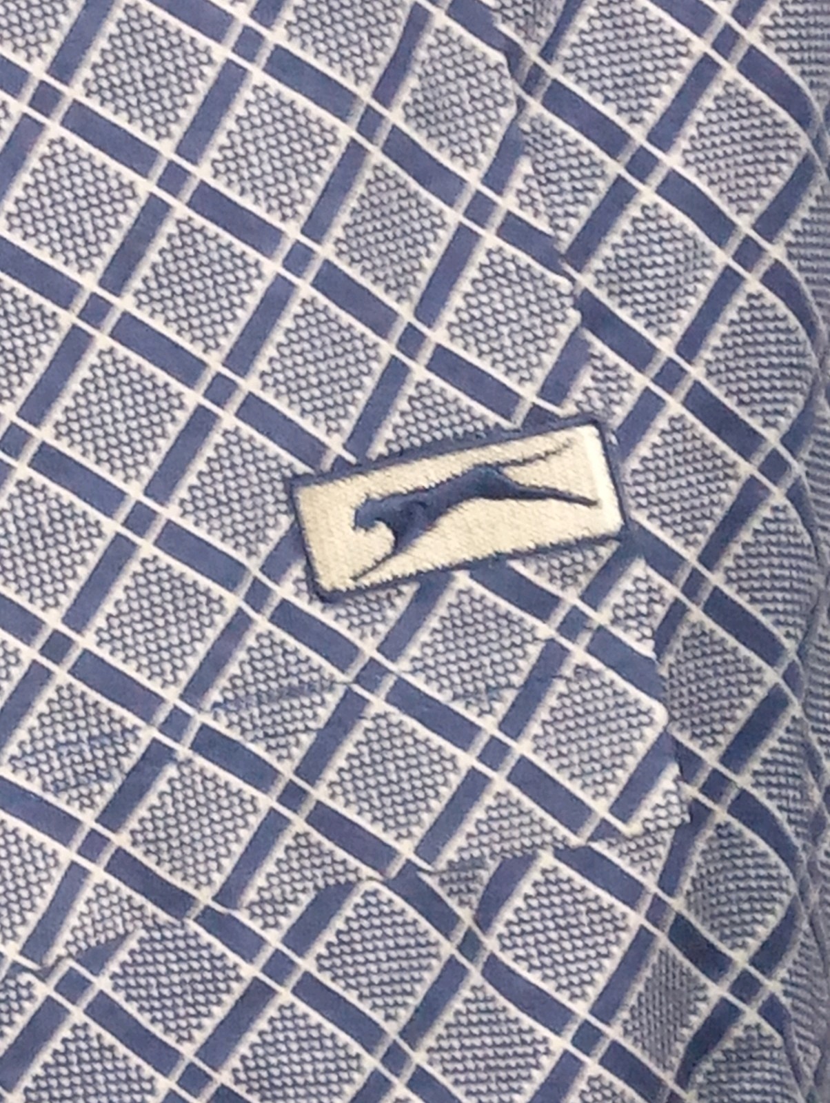 Slazenger Men's Plaid Blue White Geometric print Polo Shirt Size L gallery