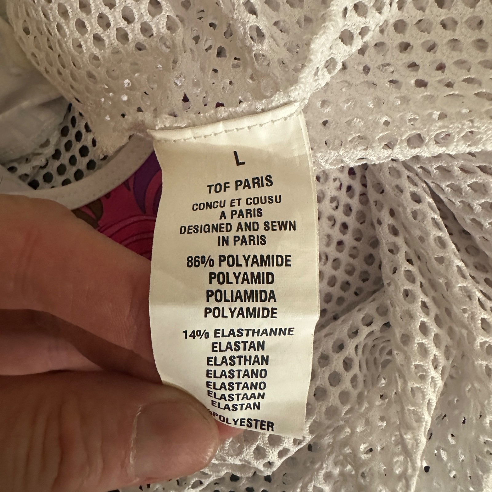 TOF Paris Mesh Tank Top Large 40-42" chest Gently worn 86% polyamide/14% elastan gallery