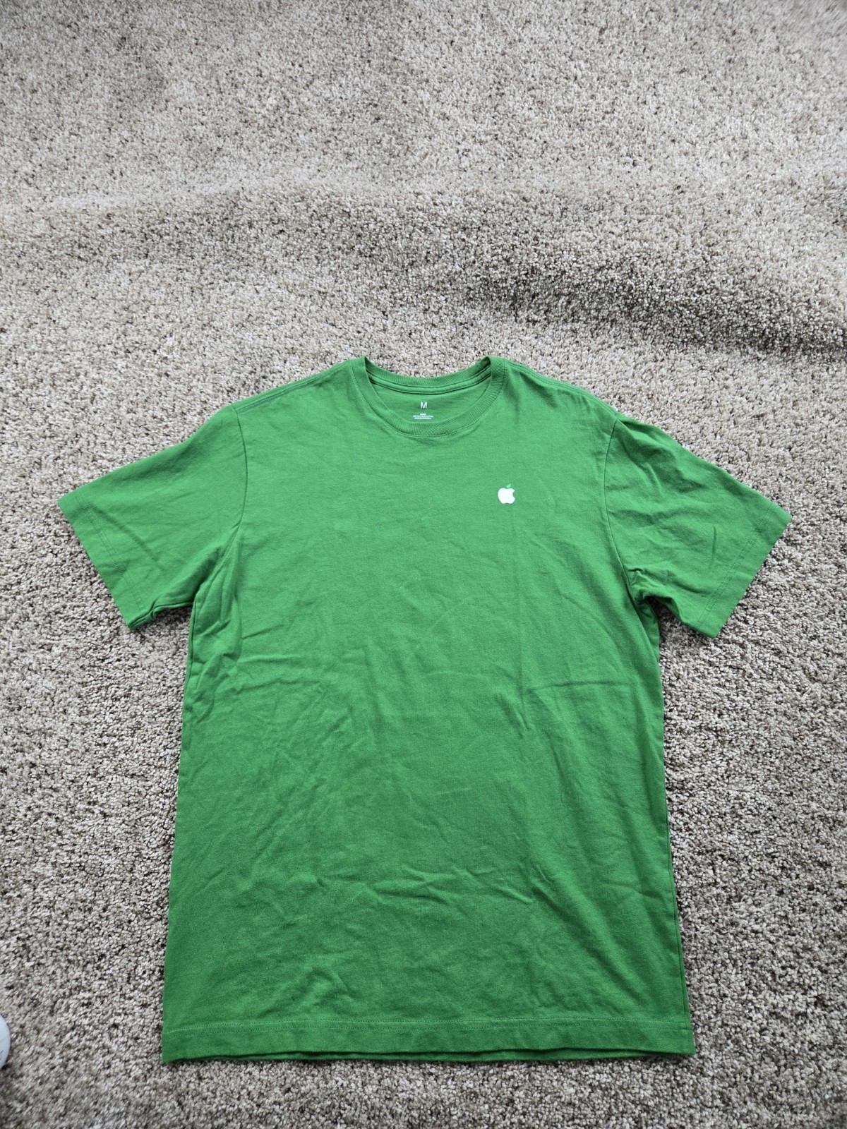 Apple T Shirt Medium Green Short Sleeve Crew Neck Cotton Graphic Employee