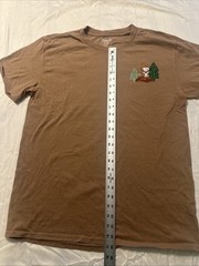 Peanuts Snoopy Men’s Medium Brown Graphic T-Shirt Pure Satisfaction Camping Tee