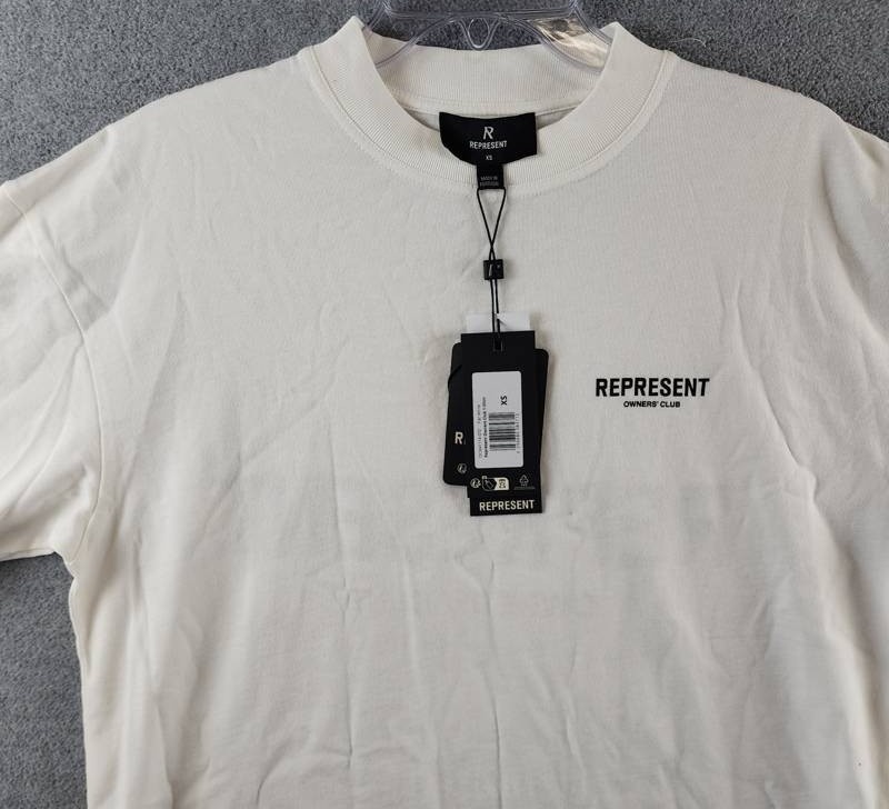 REPRESENT Owners Club Oversized Fit T-Shirt Mens XS Flat White Crewneck Pullover gallery