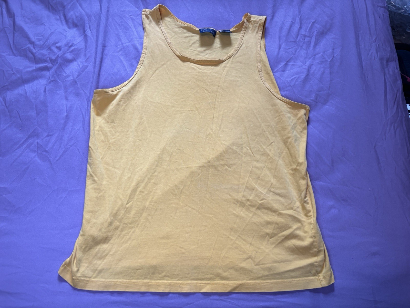 Vintage Basic Editions Tank Top Mens XL Yellow Sleeveless Shirt Blank Surf Beach gallery