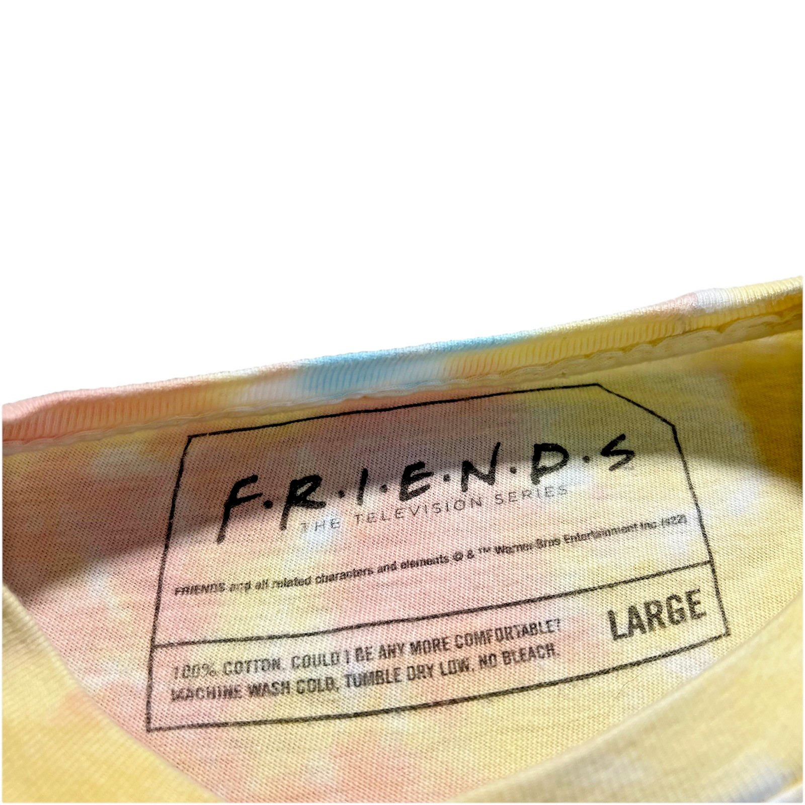 Friends T Shirt Mens L Colorful Rainbow Tie Die Retro 90s TV Show Logo Spell Out gallery
