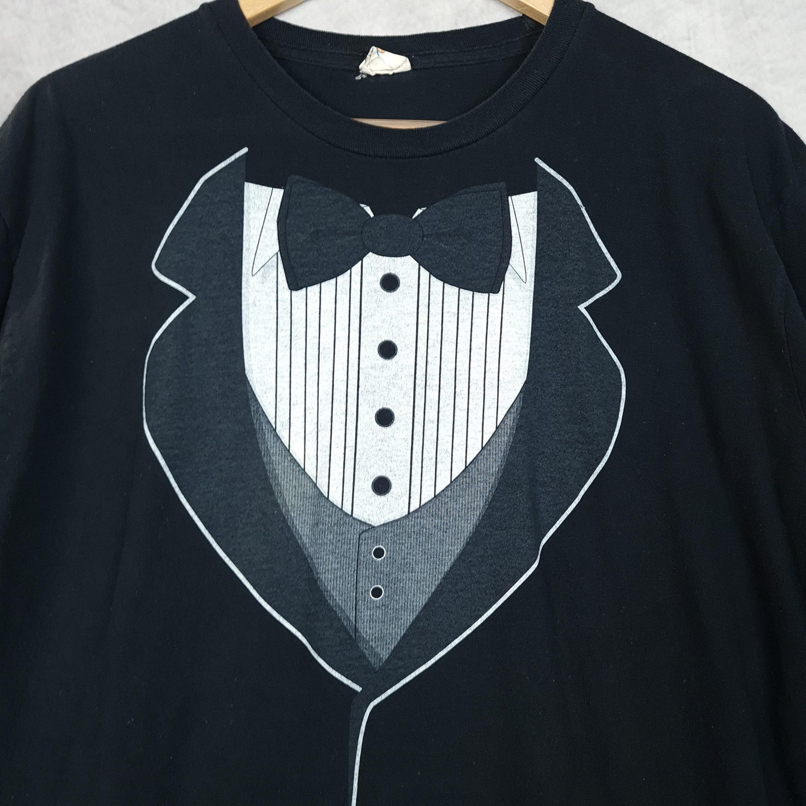 Vintage Tuxedo T Shirt Mens 2XL Black Bow Tie Formal Graphic Tee Novelty gallery
