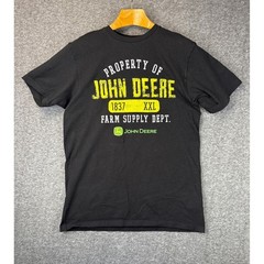 John Deere Black Graphic T-Shirt Farm Supply Dept Cotton Tee Mens Size M Barn