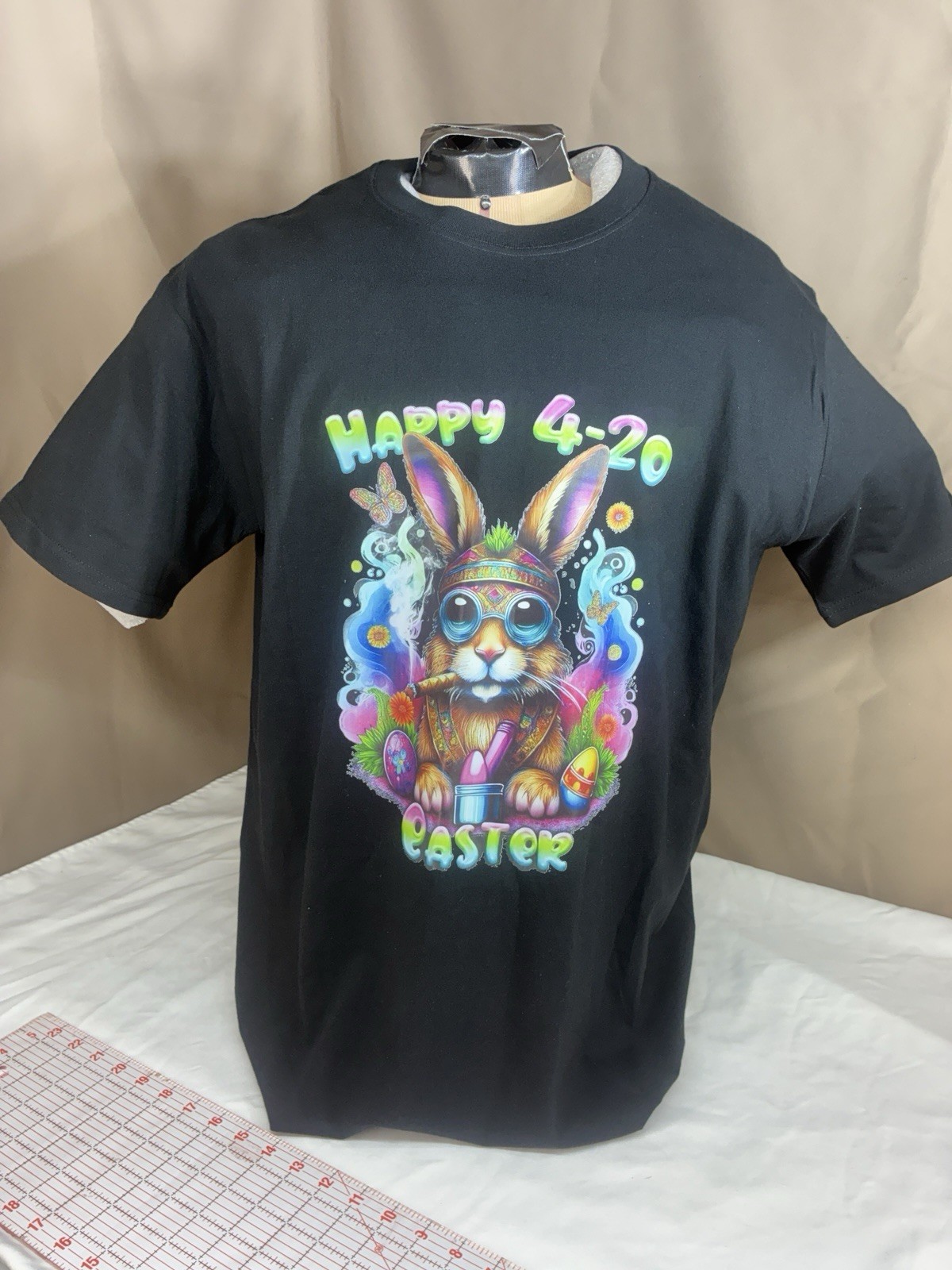 Happy 4-20 2025 Easter Bunny Smoking Weed Novelty Graphic T-Shirt gallery