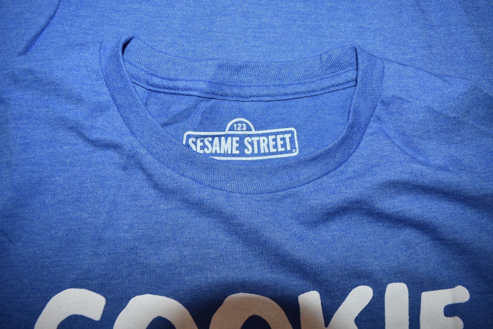 Sesame Street Mens Cookie Monster Cookie Inspector Funny Blue Shirt New Large gallery
