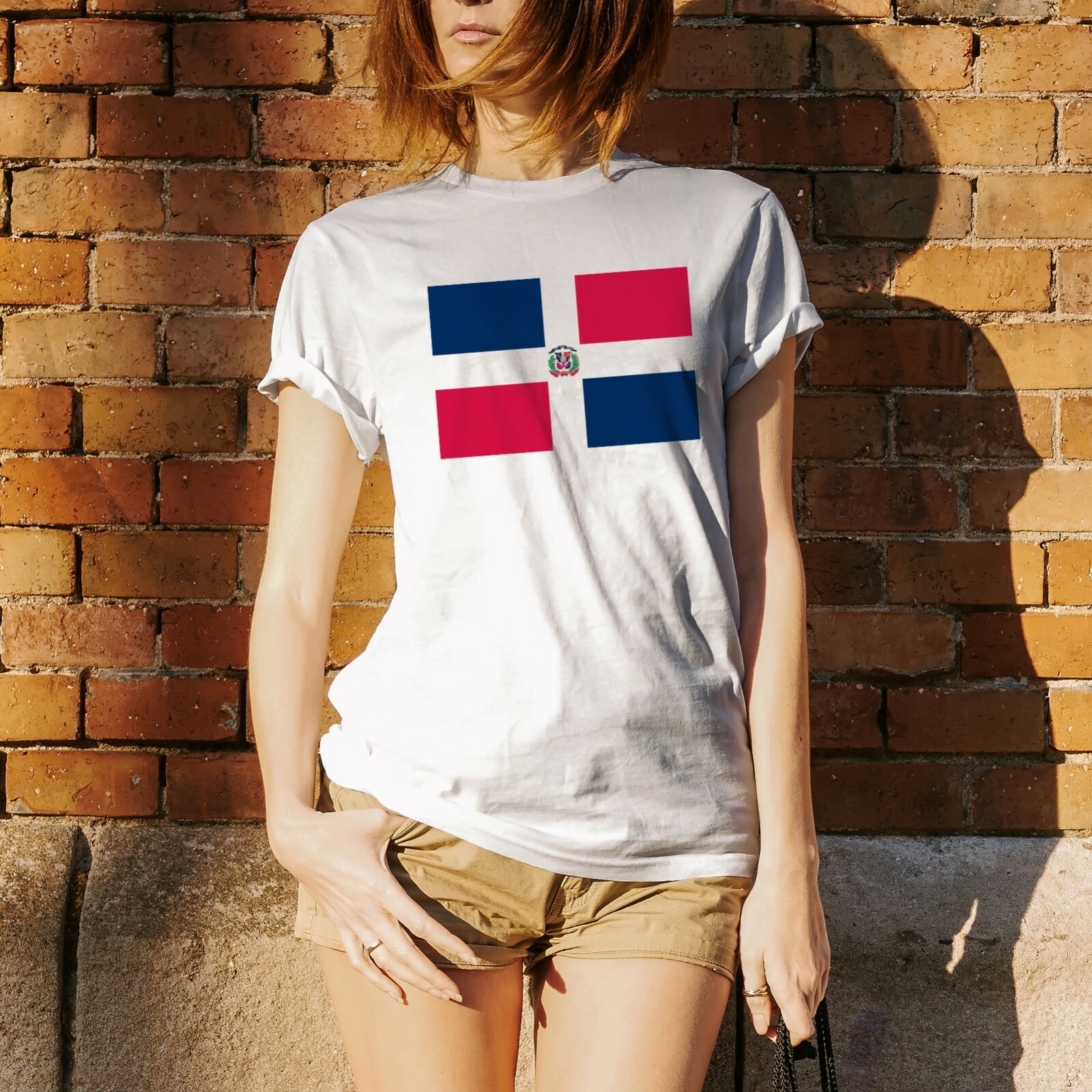 Dominican Republic Latin American Flag Basic Cotton T-Shirt - White gallery