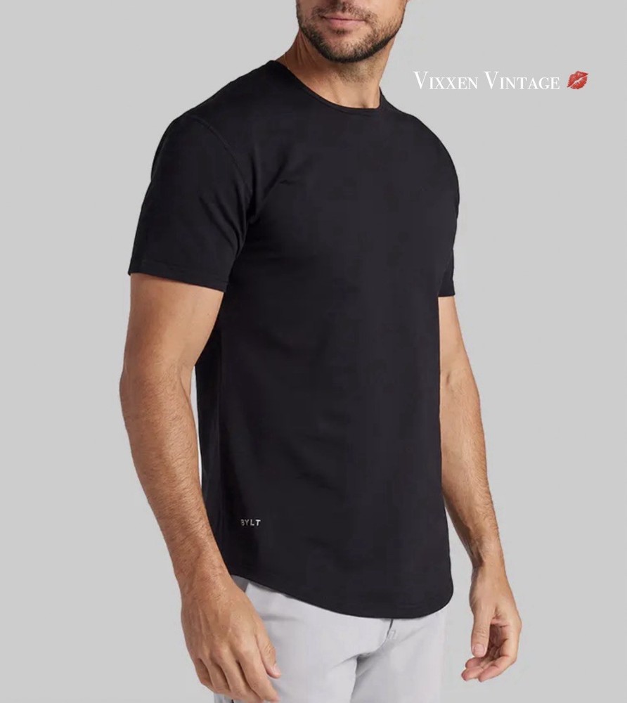 BYLT PREMIUM BASICS ‘DROP-CUT LUX SLIM FIT T-SHIRT’ IN BLACK MSRP $40