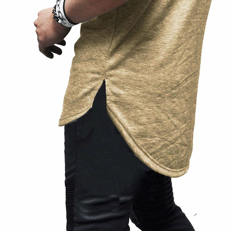 Men's Cotton Short Sleeve Zipper T Shirt Hip Hop Solid Hipster Streetwear Tshirt gallery