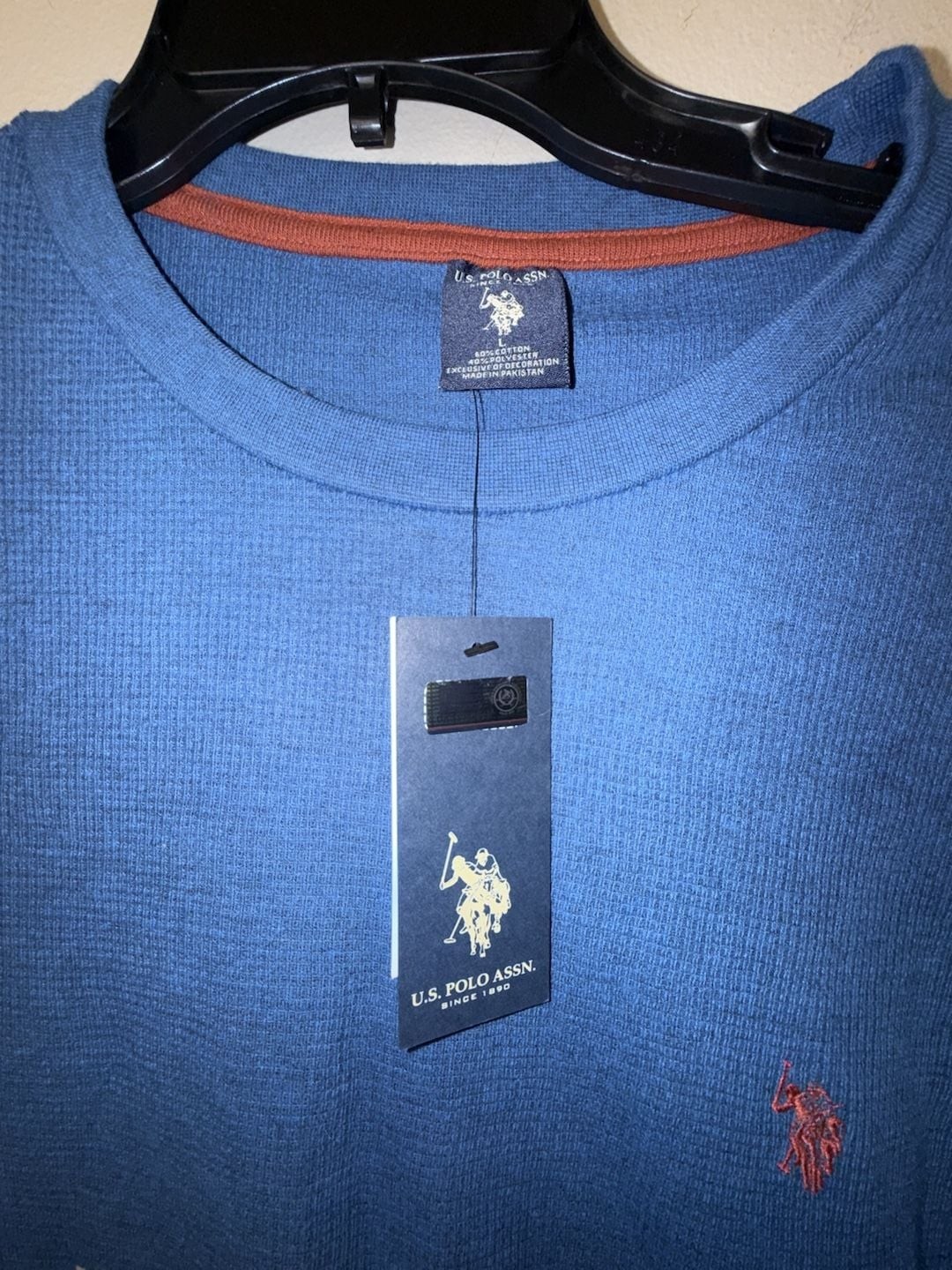 U.S. Polo Assn. Men's Blue Waffle Knit Long Sleeve Thermal Shirt gallery