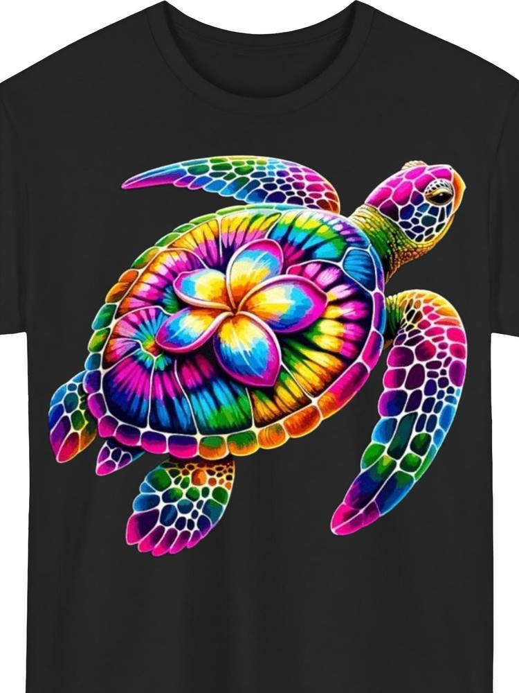 Hawaiian Turtle Tie Dye Graphic Men’s T-Shirt Tropical Beach Vacation Tee