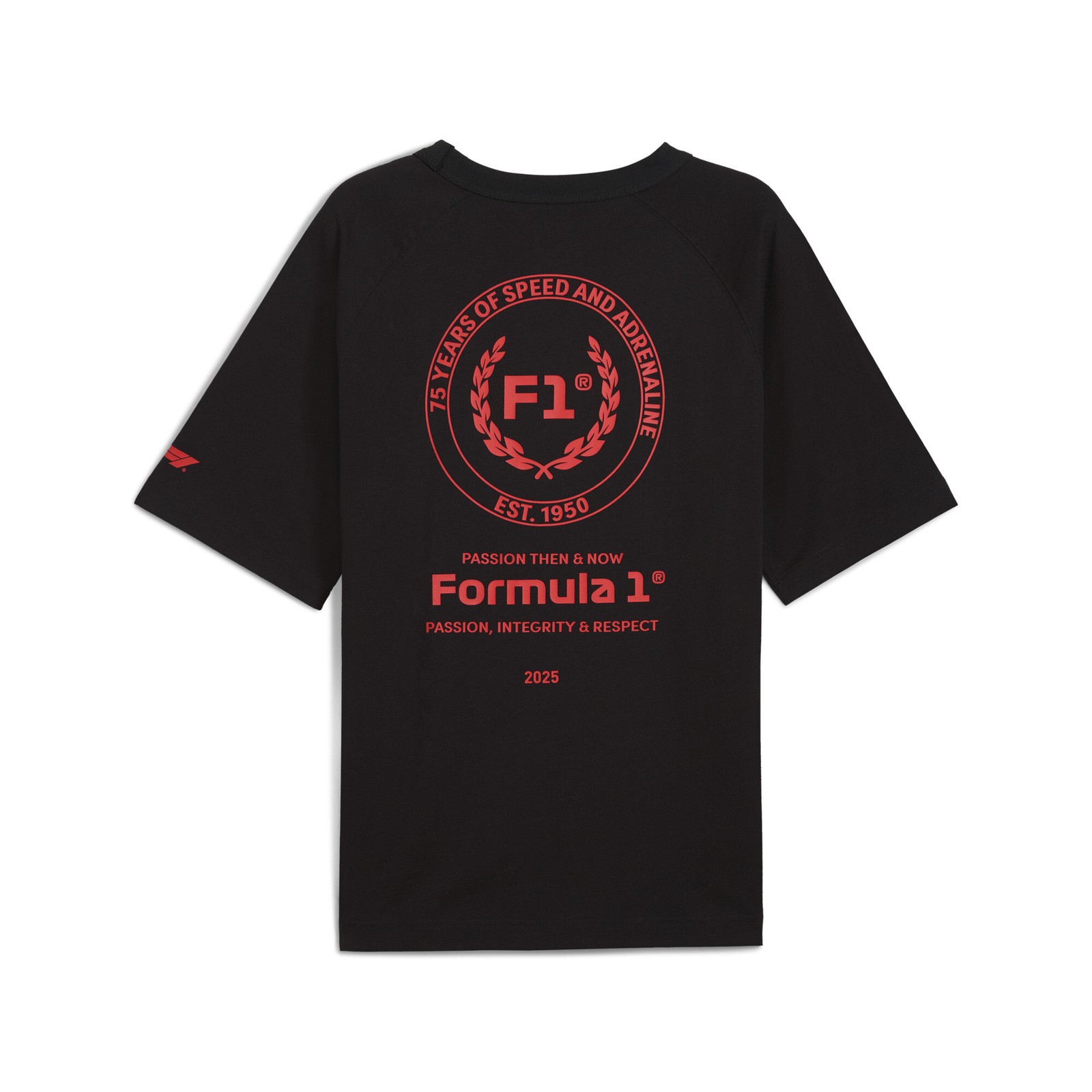 PUMA Formula 1 75 Years Relaxed Crew Neck Short Sleeve T-Shirt Mens Black Casual gallery