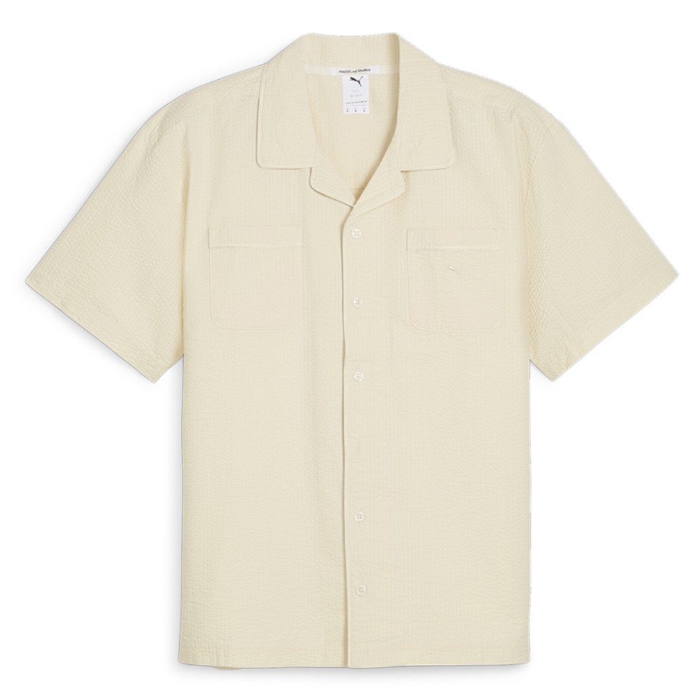 PUMA Made With Quality Seersucker Collared Short Sleeve Button Up Shirt Mens Siz gallery