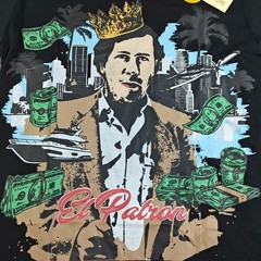 NWT Reason Men’s Embroidered Pablo Escobar T-Shirt Size Large Don Pablo Black