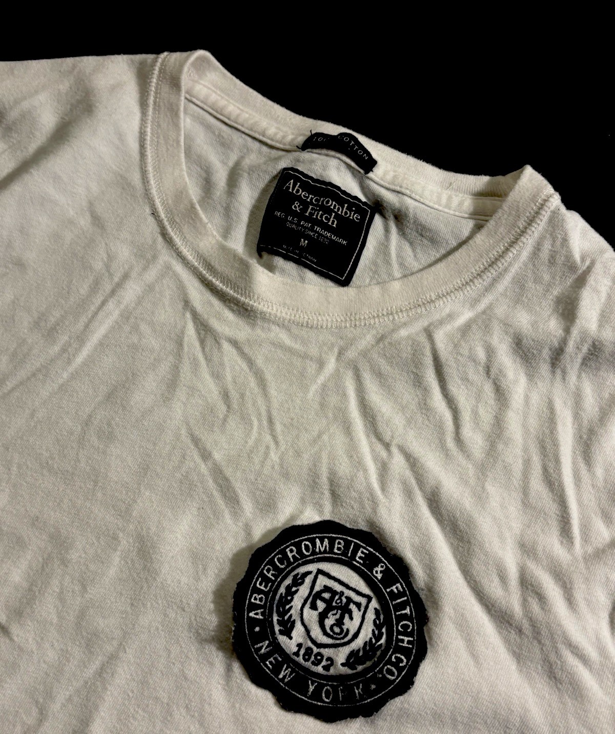 Abercrombie & Fitch Y2K Long Sleeve Shirt Sleeve Spellout And Logo Badge SZ.M gallery