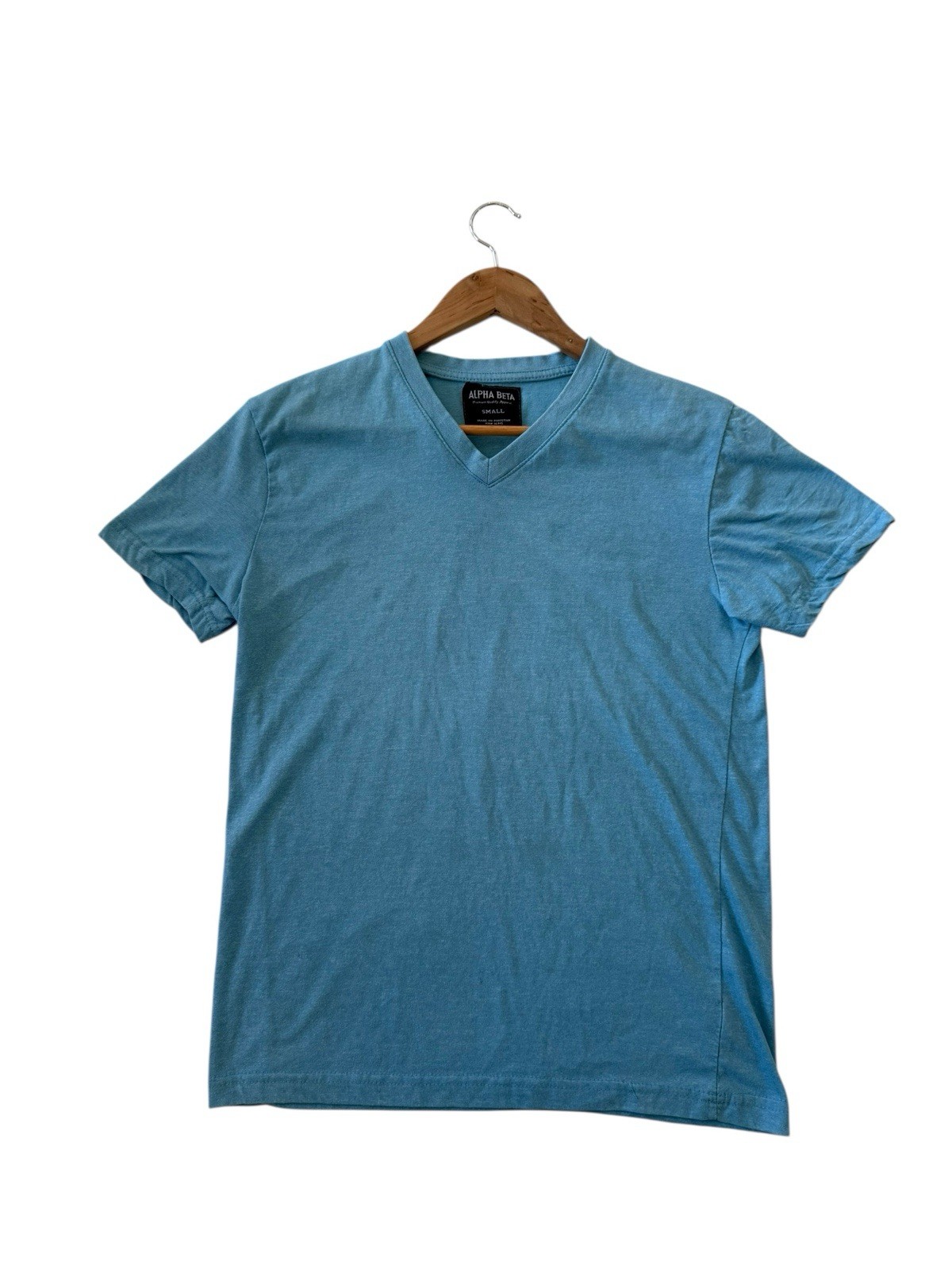 Alpha Beta V Neck Shirt Regular Fit Blue Men’s Size Small Good Condition gallery