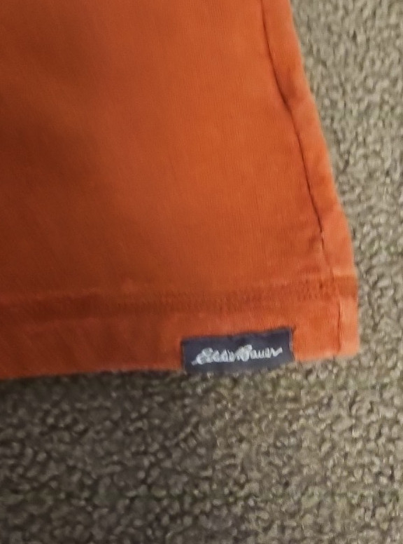 Eddie Bauer Mens Large Henley orange Ultrasoft long Sleeve pull on gallery