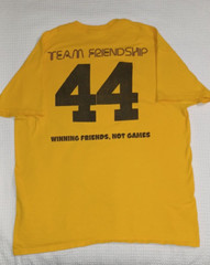 Happy Smiley Face Tshirt Novelty Team Friendship Lg S/S Gold Gildan #44