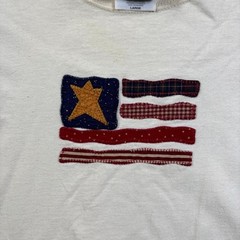 Vintage Lighthouse Apparel Men’s L Beige Cotton American Flag Appliqué USA MADE