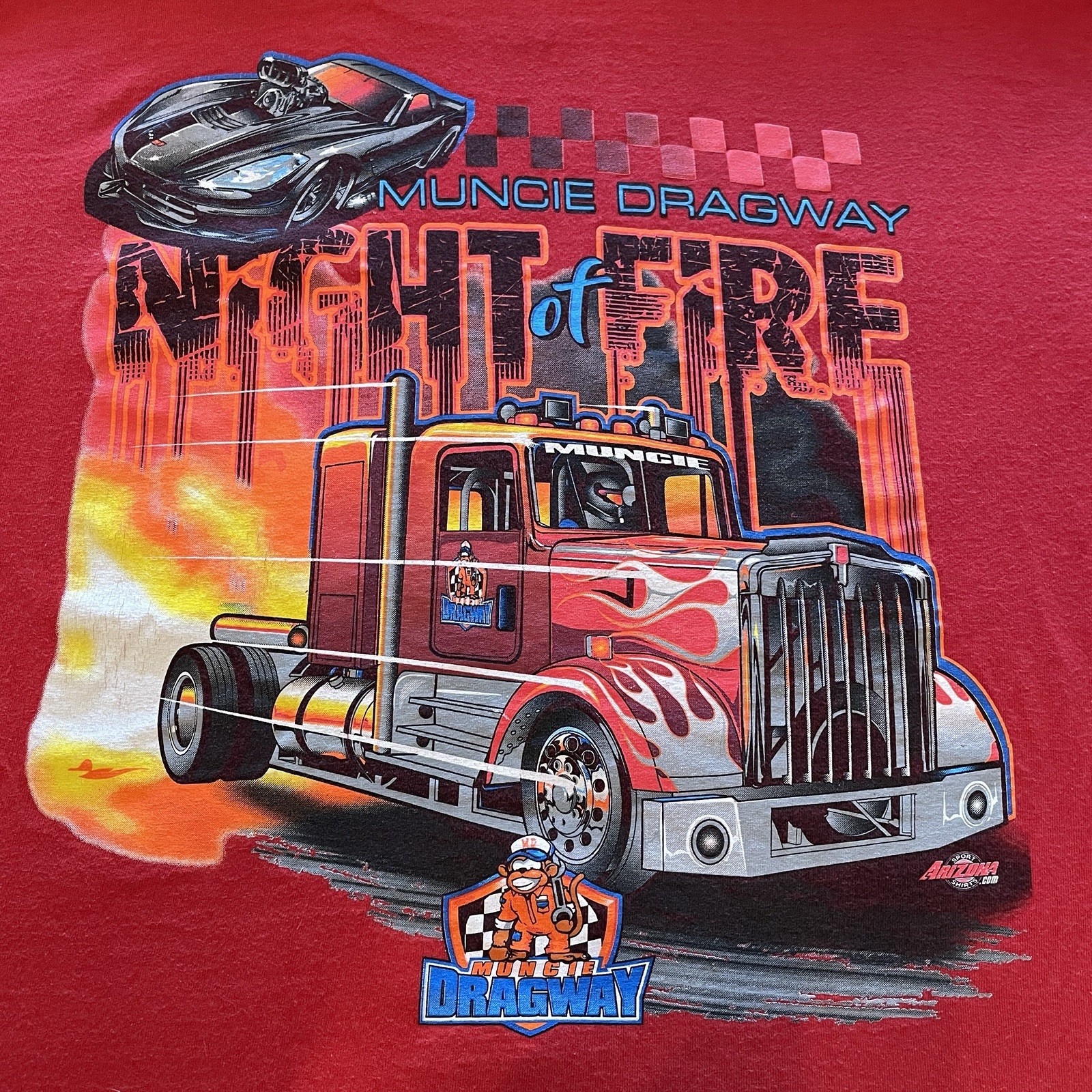 Vintage Drag Racing T-Shirt Mens Large Semi Art Motorsports Hot Rods Muscle Cars gallery