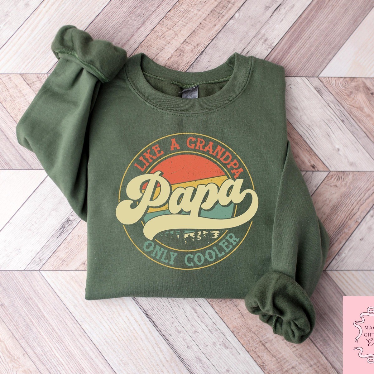 Retro Papa Like A Grandpa Only Cooler T-Shirt Custom Fathers Day Tee Gift Idea gallery