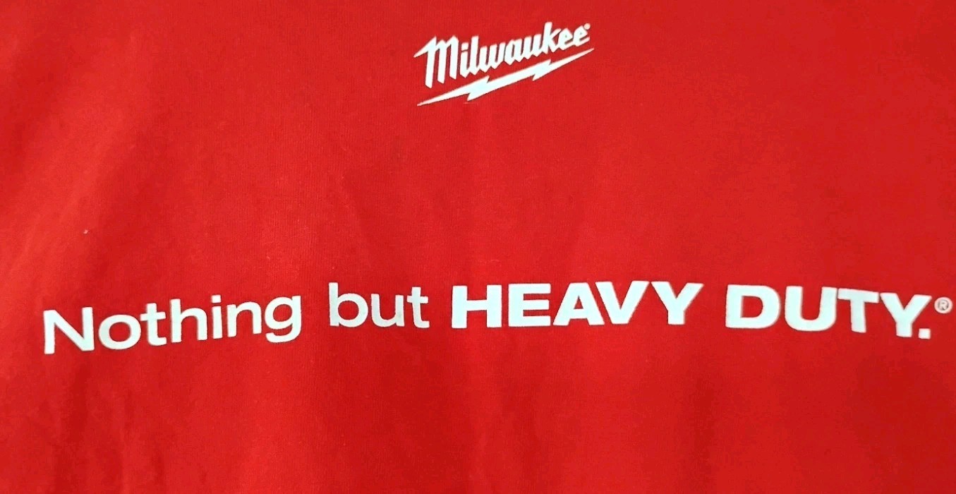Milwaukee Tools XL Red T-shirt "Nothing But Heavy Duty " Short Sleeve M12 M18 gallery