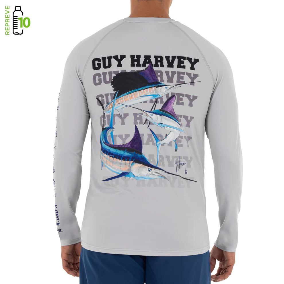 Guy Harvey Men’s Slam Down Raglan Performance Fishing Sun Protection Shirt