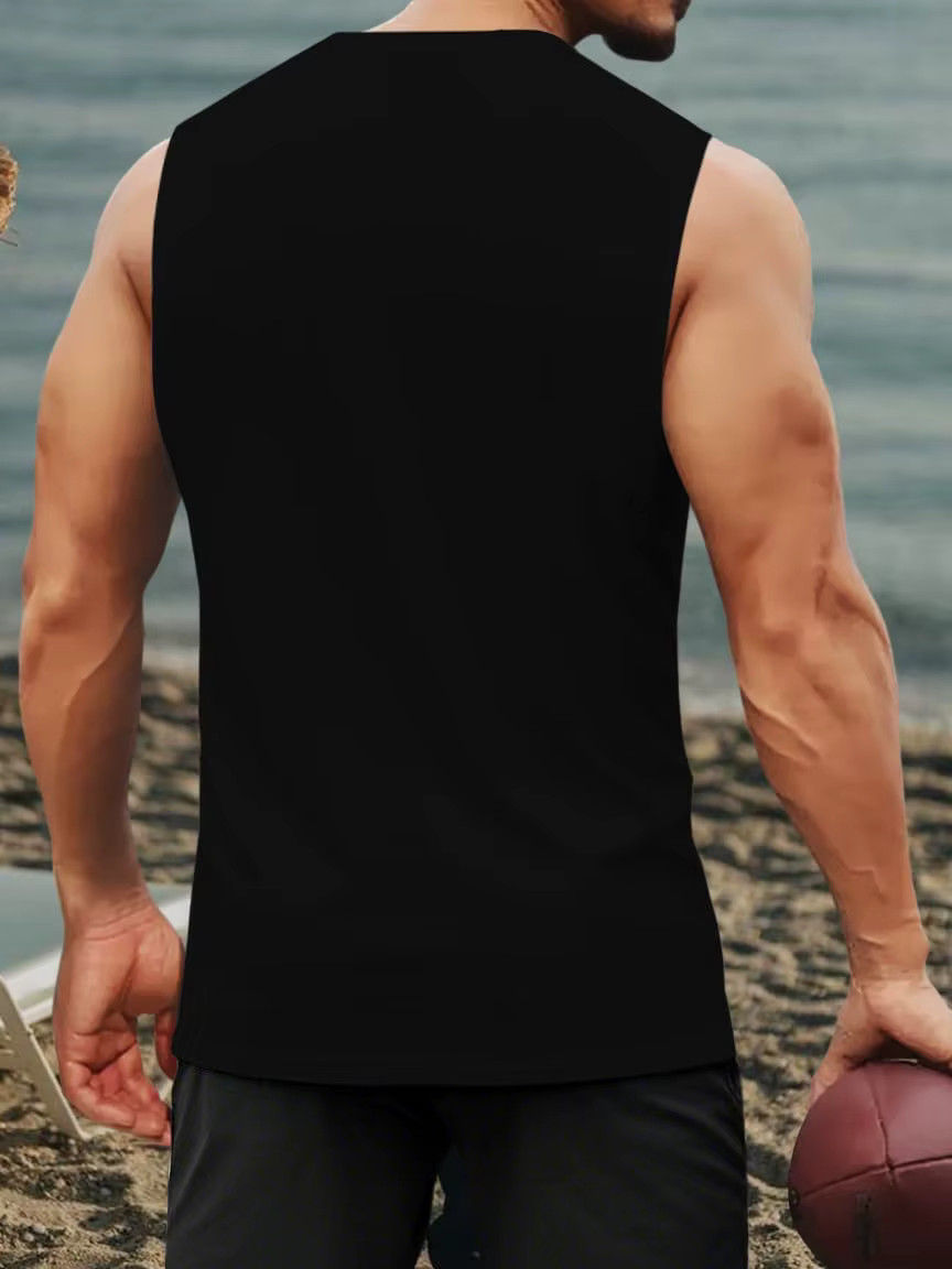 Mens Tank Tops Workout Sleeveless Shirts Quick Dry Polyester Summer T-Shirts Tee gallery