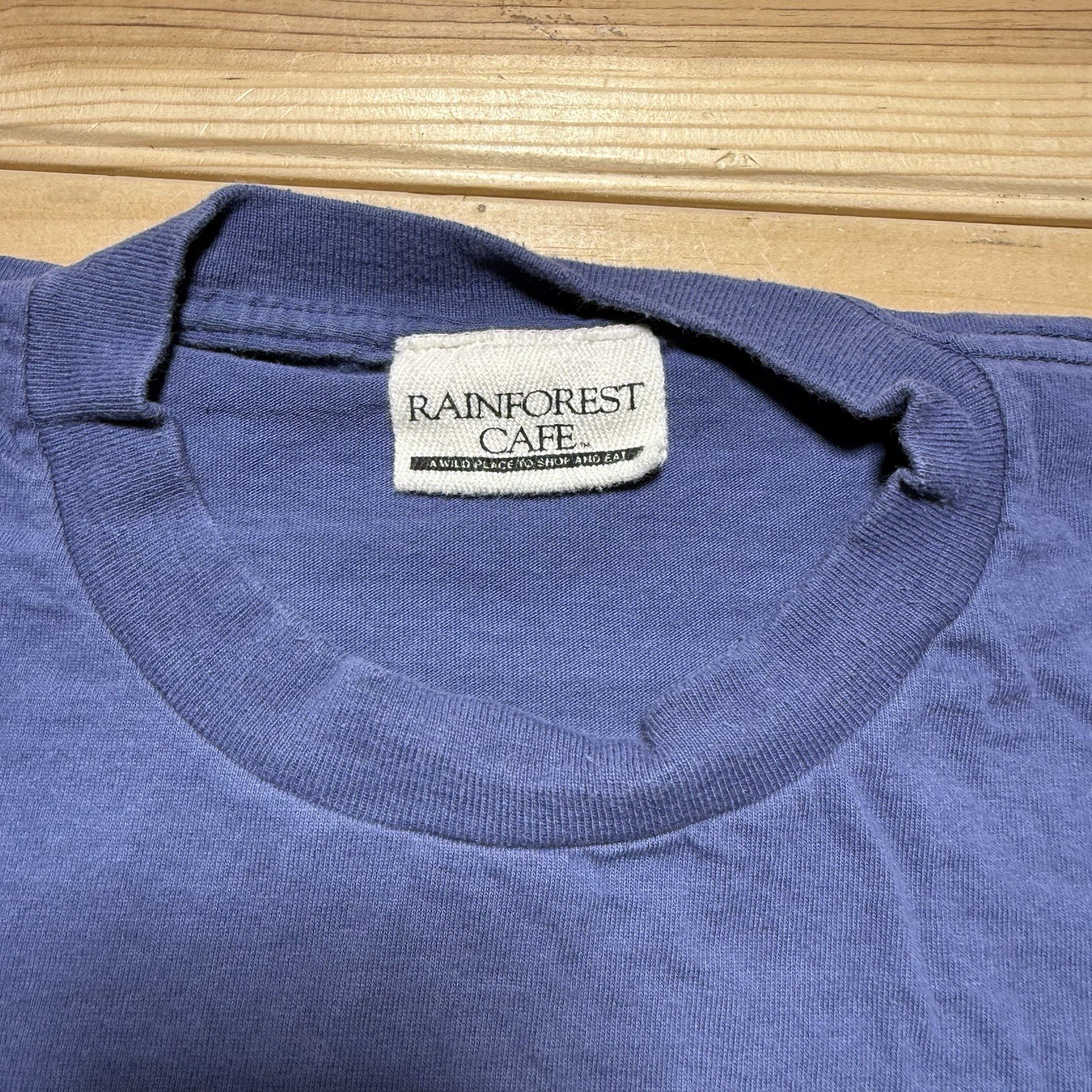 Vintage 90s Rainforest Cafe Animal Family Kingdom Nature Shirt Size Large Blue gallery