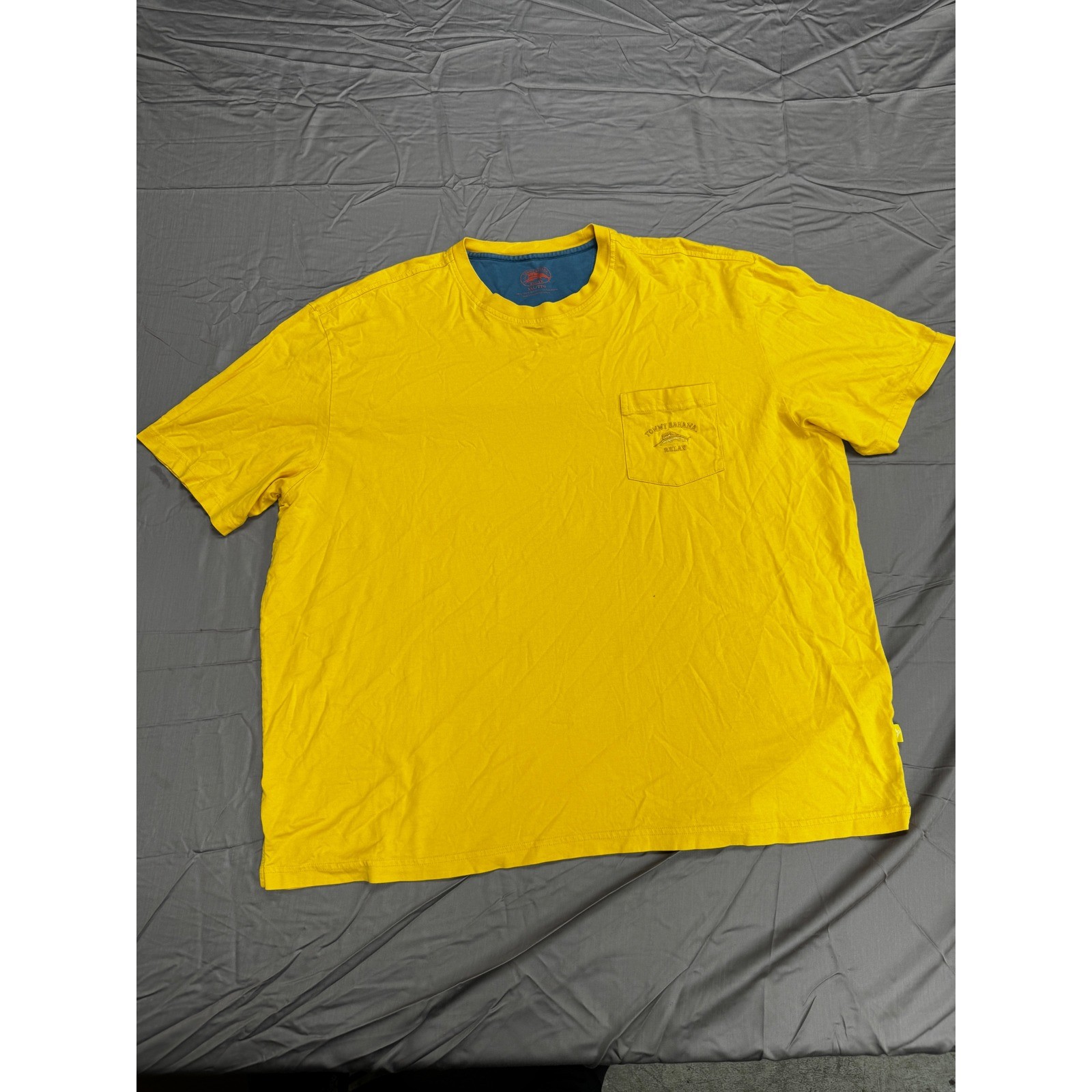 Tommy Bahama Relax Mens XXL Yellow Pima Cotton Pocket T-Shirt Marlin Logo gallery