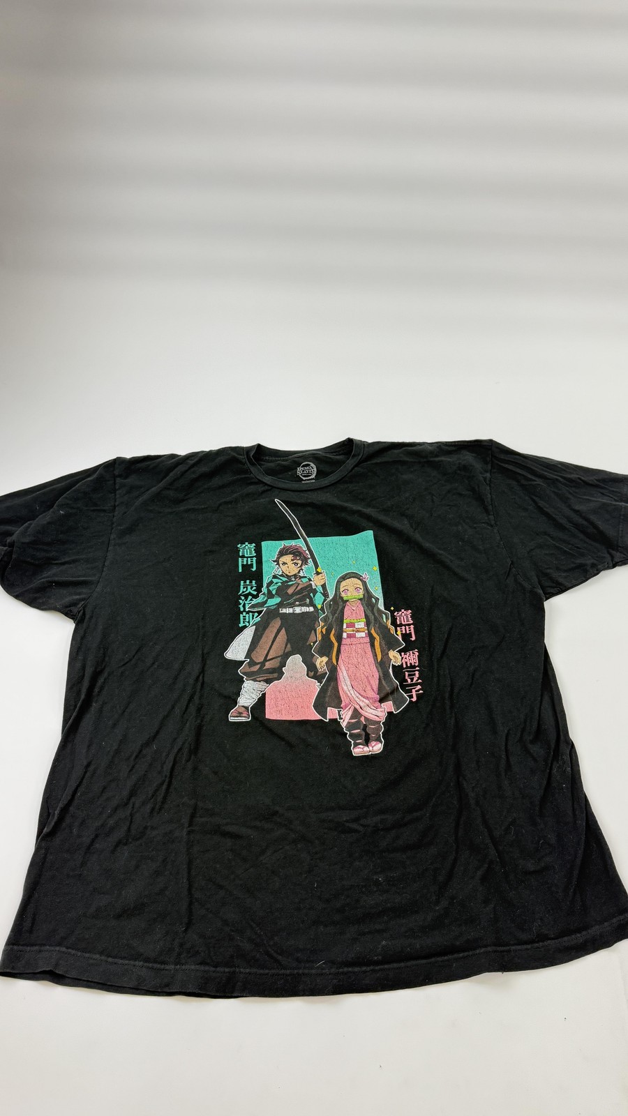 Demon Slayer Shirt Mens 3XL Black Tanjiro Nezuko Anime Graphic T-Shirt Cotton