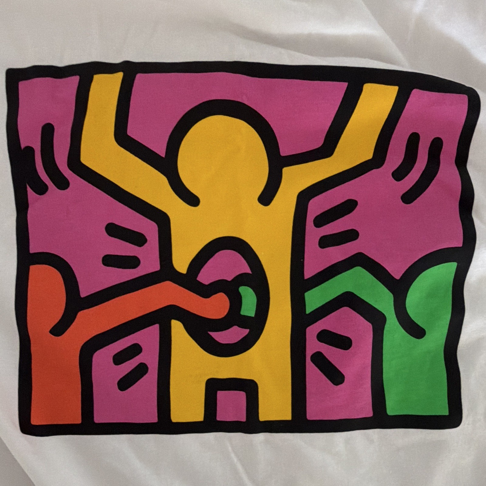 H&M x Keith Haring White Graphic Long Sleeve Regular Fit Tee M Cotton Crew gallery