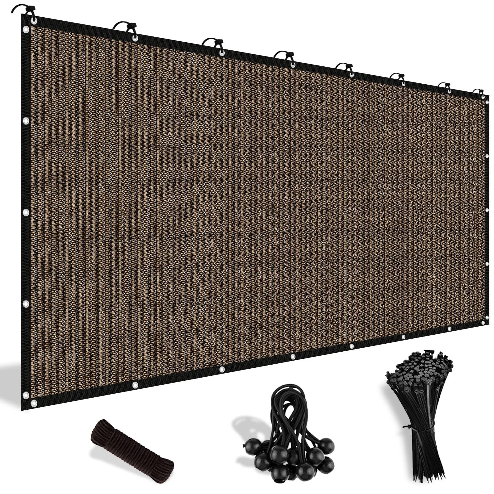 Shade&Beyond 90% Sun Shade Cloth with Grommets, 6′ X 0 X 0 6′, Mocha