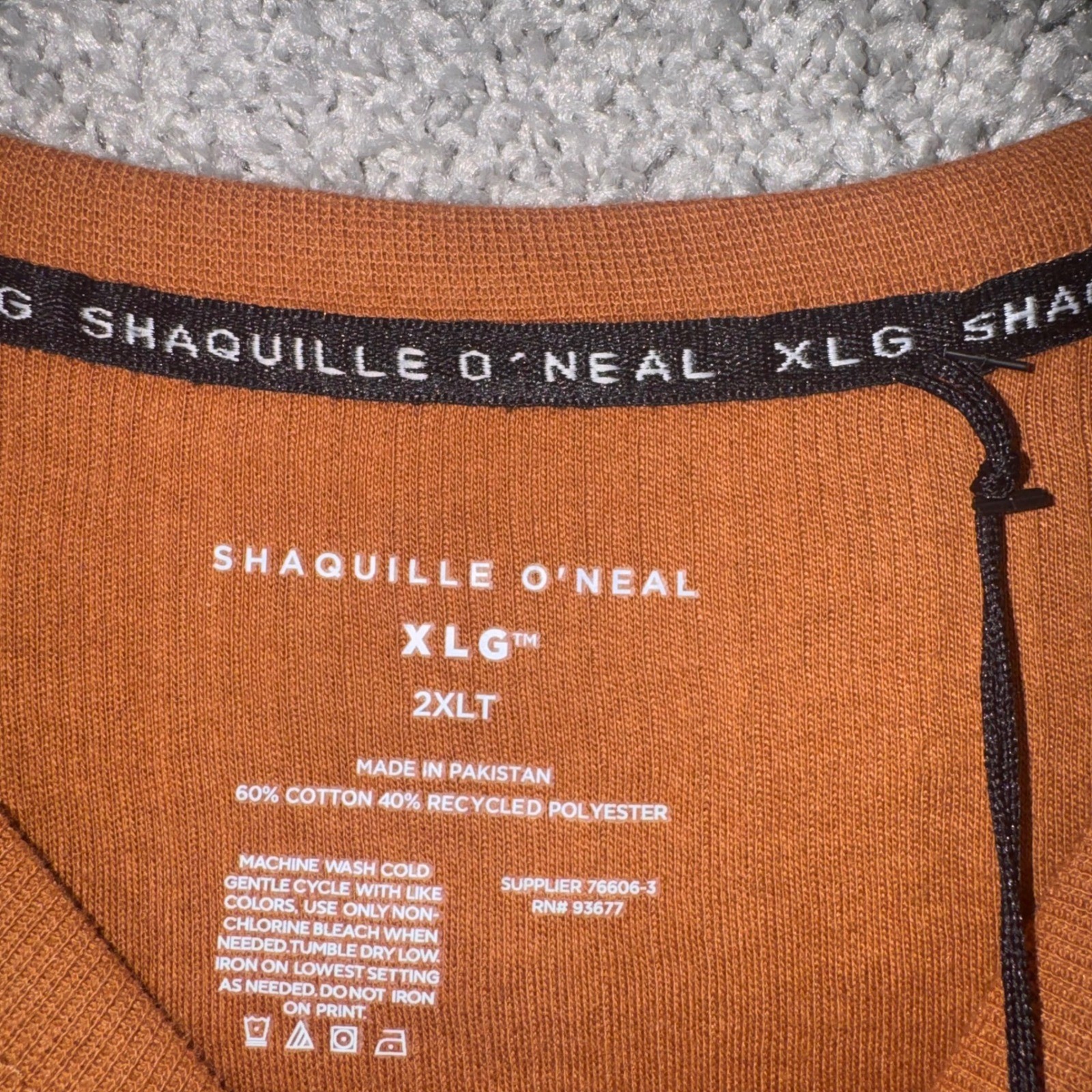 Shaquille O'Neal XLG Ribbed Tee Mens Short Sleeve Orange 2XLT NEW gallery