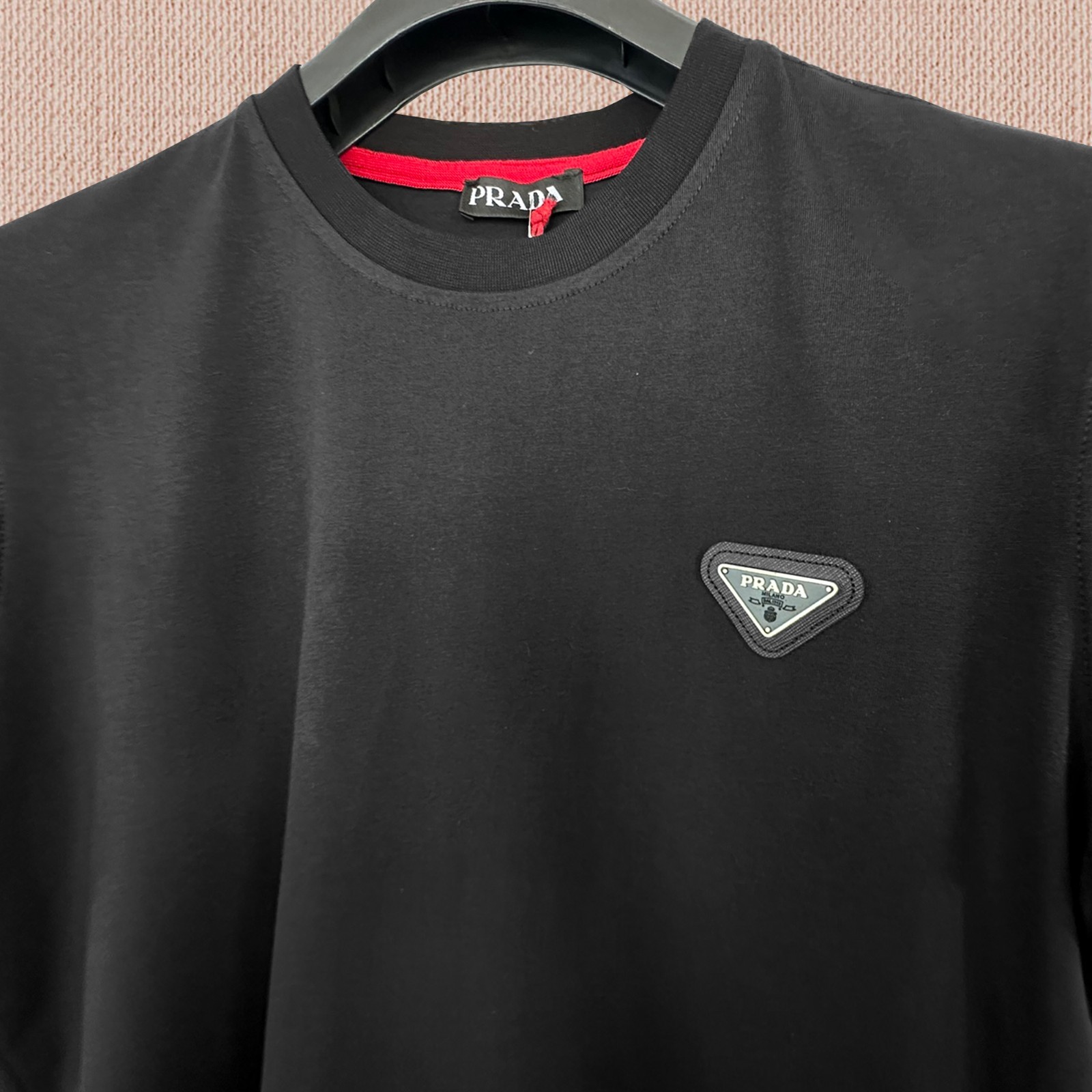 Prada Black T-shirt --- Triangle Grey Logo Patch -- Size 2XL-- Tariff Paid gallery