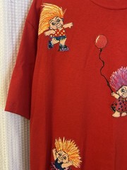 VTG 90s Hand painted Treasure Trolls Red T-shirt Size Large