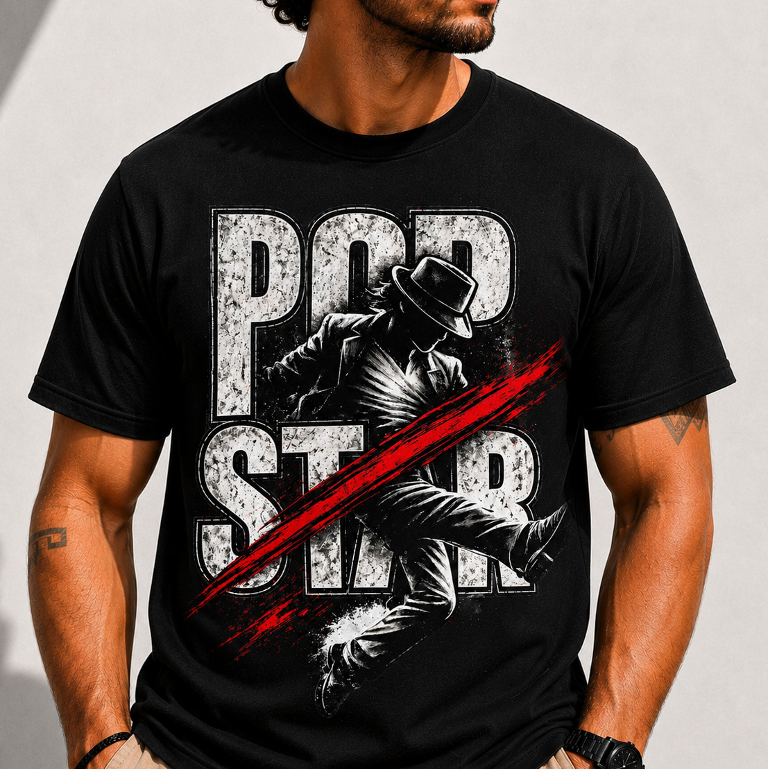 Pop Star Graphic T Shirt Men Graphic Tee Black Streetwear Urban Fashion gallery