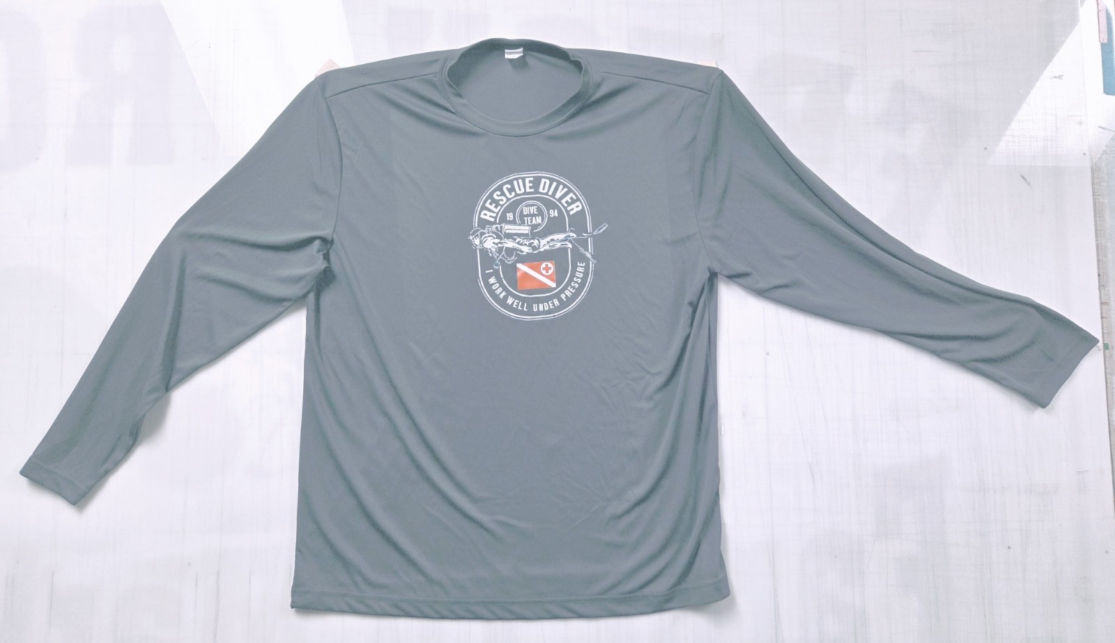 XL Sport Tek Polyester Long Sleeve Rescue Diver SCUBA Gray T-shirt gallery