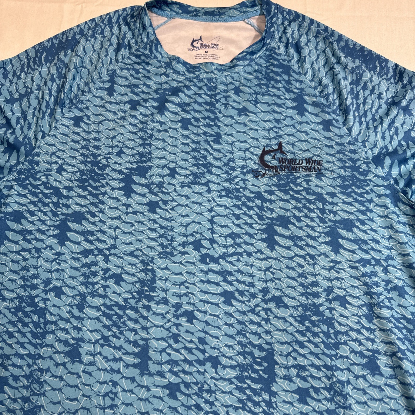SHIRT World Wide Sportsman Mens Medium Blue Scales Long Slv Fisherman Fishing gallery