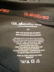 Quicksilver Loungewear L Black W/Red Logo Super Soft Poly/Spandex SS T-Shirt EUC