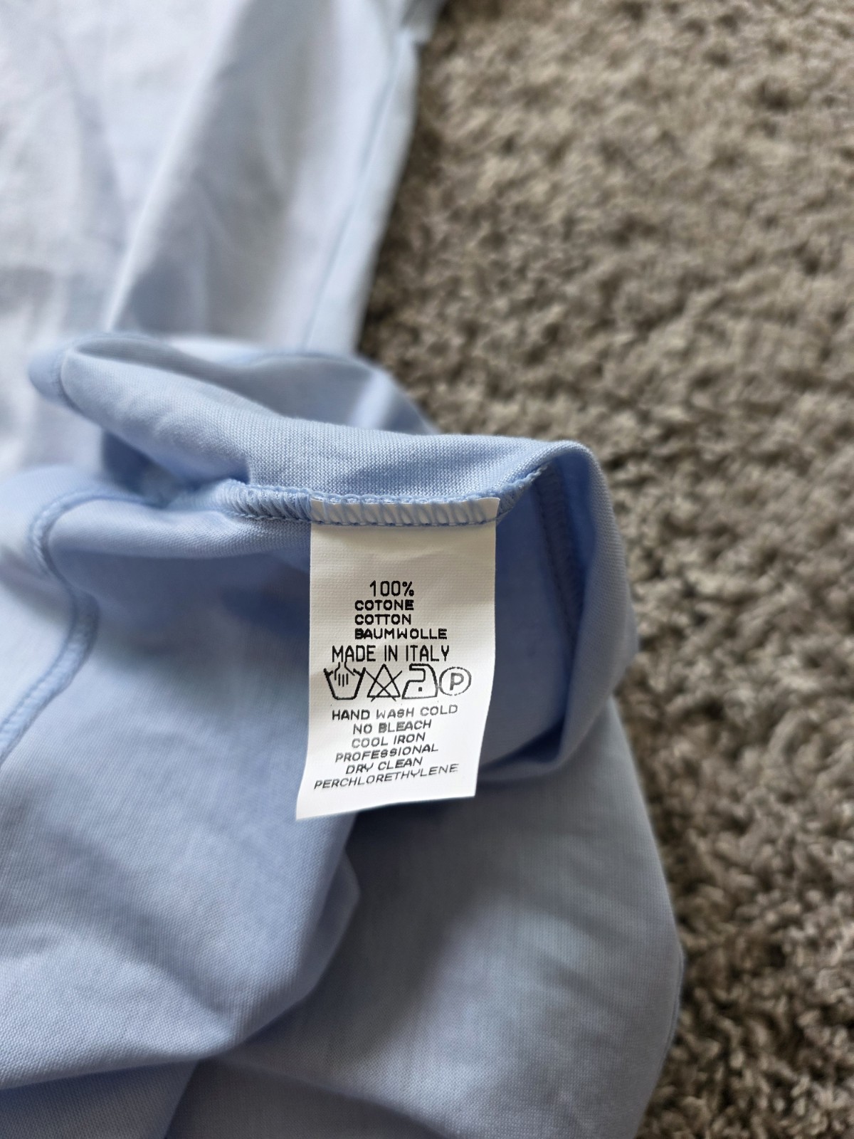 GRAN SASSO Mock Neck Short Sleeve Shirt Men LARGE L EU 54 Light Blue 100% COTTON gallery