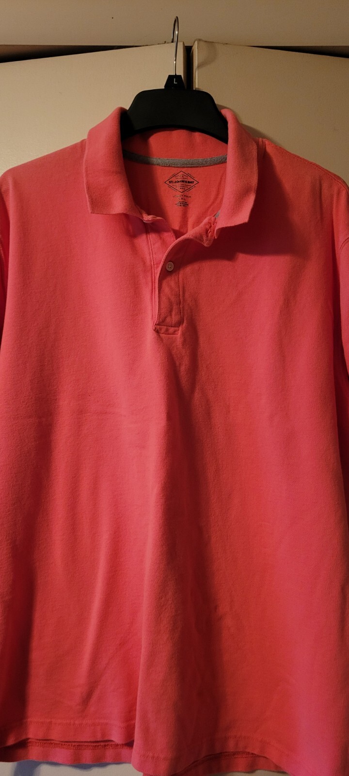 St Johns Bay XXL 2XL Mens Polo Shirt Short Sleeve Easy Care Pockets Pink Salmon gallery