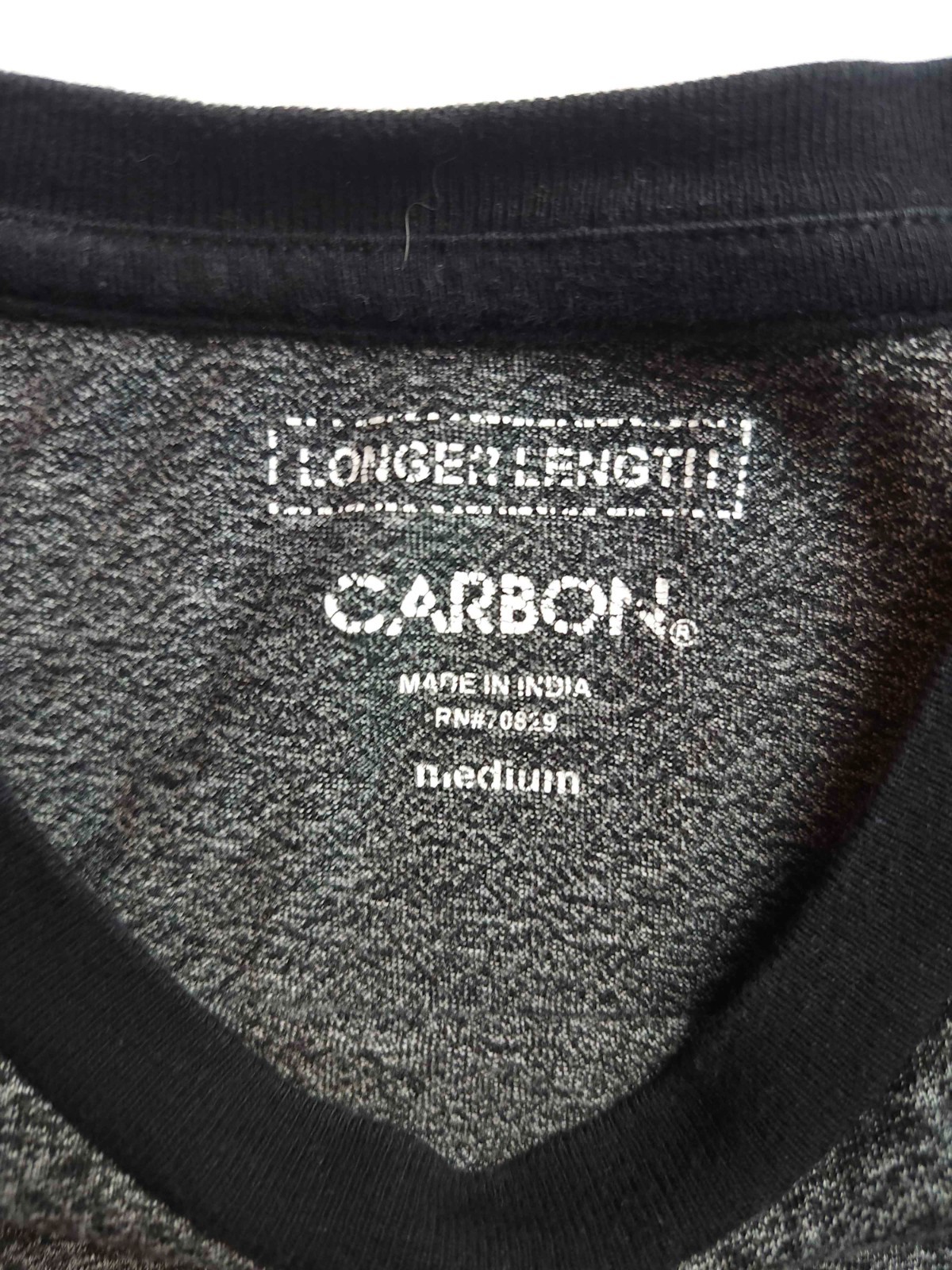 Carbon Raglan Shirt Mens Medium Gray Black Knit Longer Length Curved Hem Casual gallery