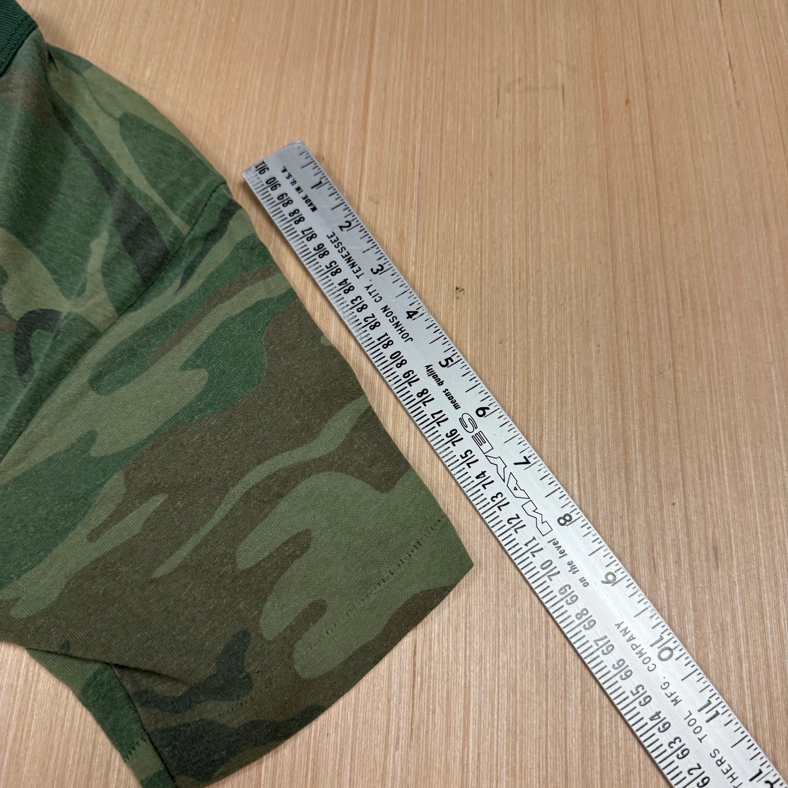 Vintage 90s Rothco Camo Ringer Large Single Stitch T Shirt Made in USA army gallery